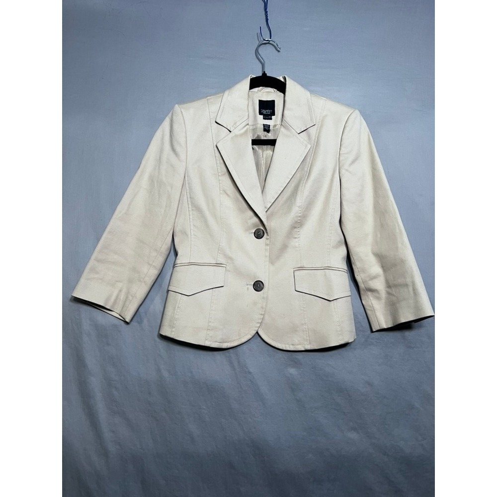 Esprit Collection Beige Tailored 2-Button Blazer Jacket Size 2 3/4 Sleeve